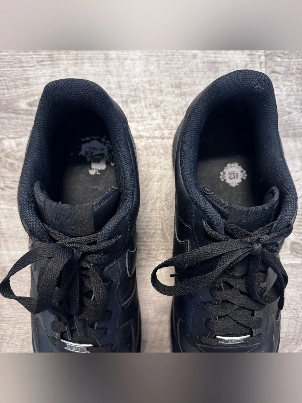 Nike Air Force 1 Triple Black Leather Low Top Sneakers Mens Sz. 13